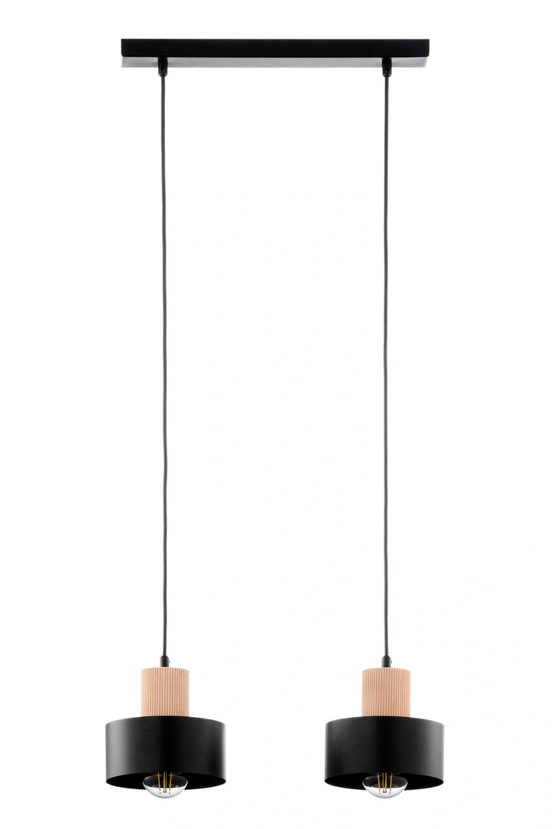 RIF WOOD 2 lampa wisząca czarny/drewno naturalne