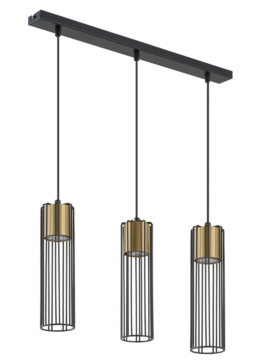 FOBIA 3 lampa wisząca prosty czarny/złoty