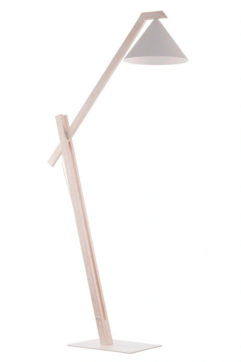 DECO lampa podłogow biały/drewno bielone