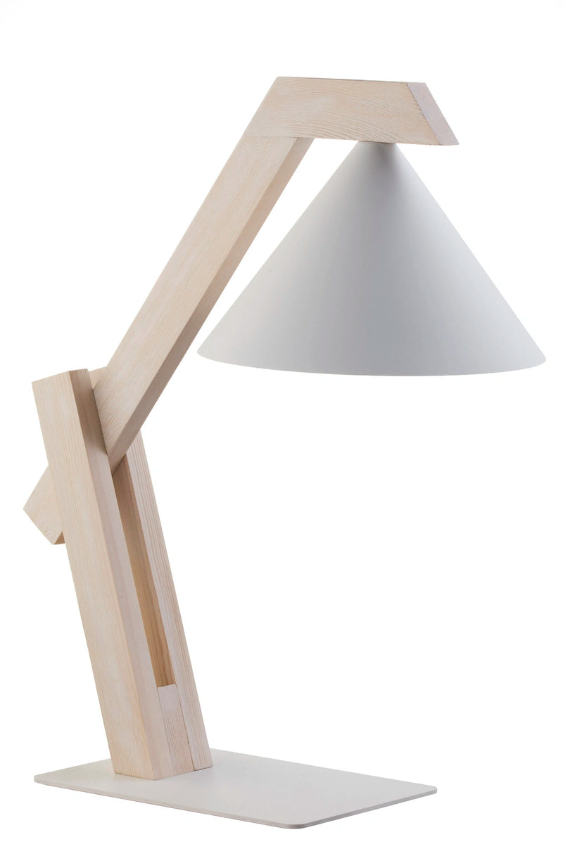 DECO lampka biały/drewno bielone
