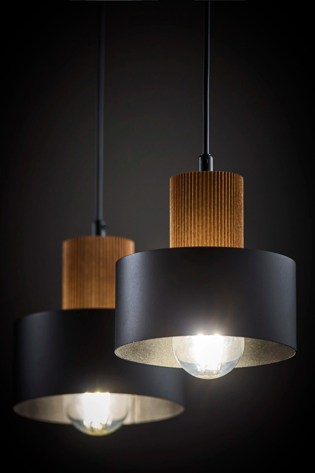 RIF WOOD 2 lampa wisząca czarny/jasny brązowy