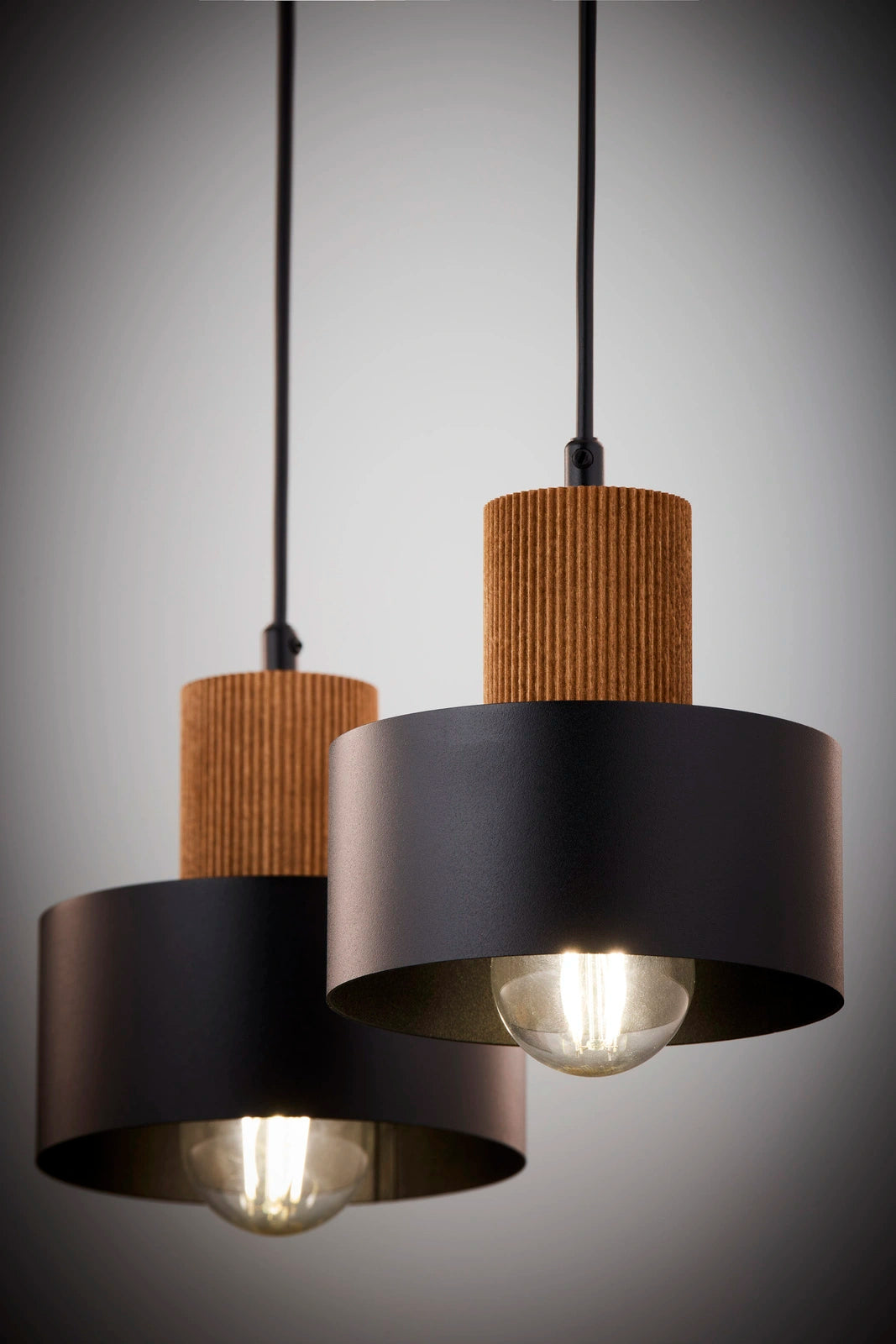 RIF WOOD 2 lampa wisząca czarny/jasny brązowy