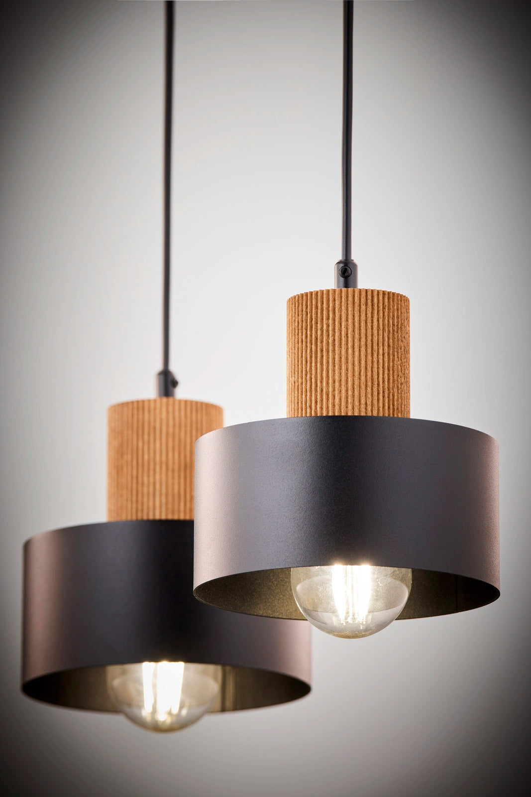 RIF WOOD 2 lampa wisząca czarny/jasny brązowy