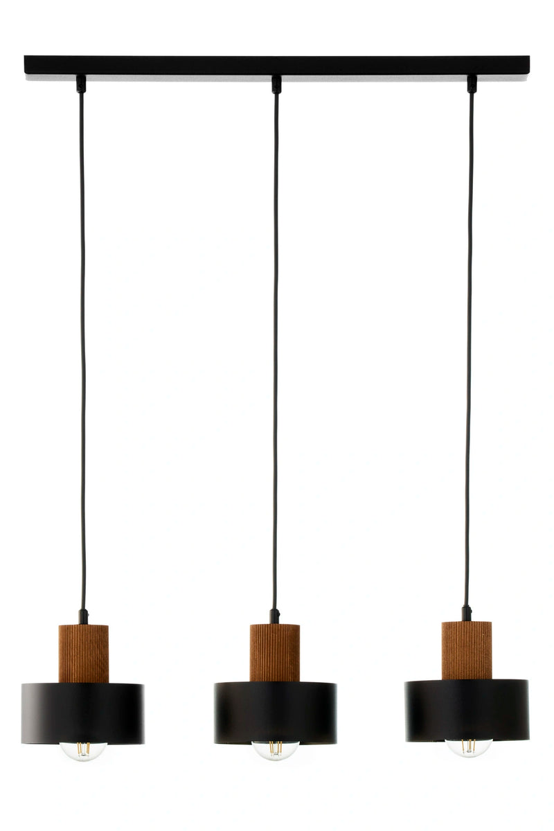 RIF WOOD 3 lampa wisząca czarny/jasny brązowy