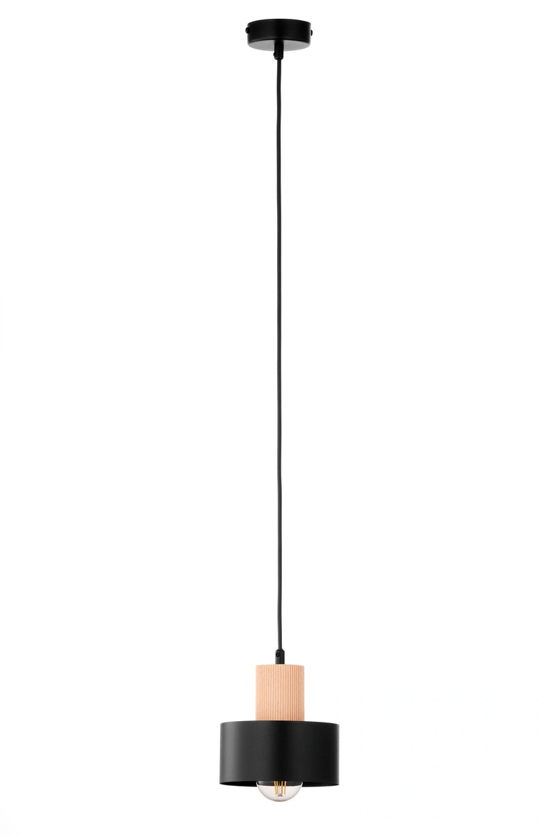 RIF WOOD 1 s lampa wisząca czarny/drewno naturalne