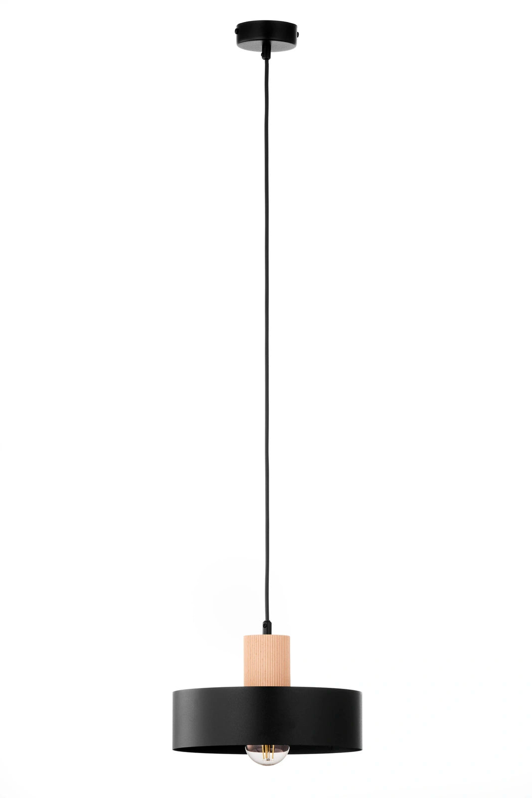 RIF WOOD 1 M lampa wisząca czarny/drewno naturalne