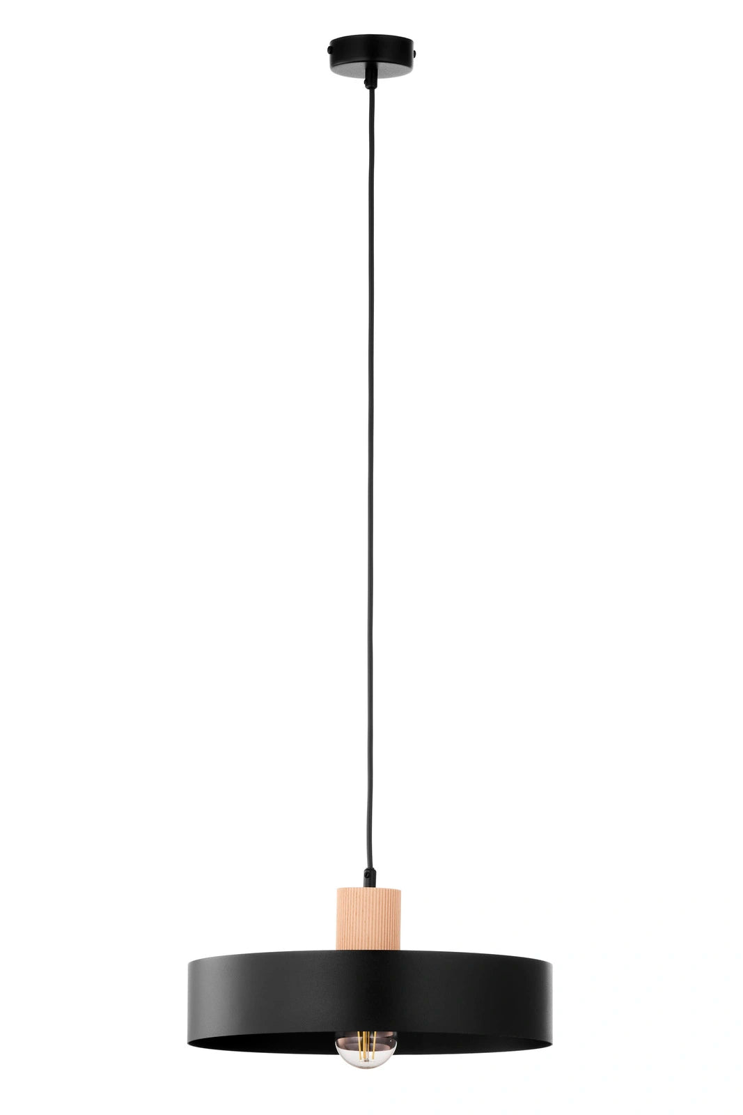 RIF WOOD 1 L lampa wisząca czarny/drewno naturalne