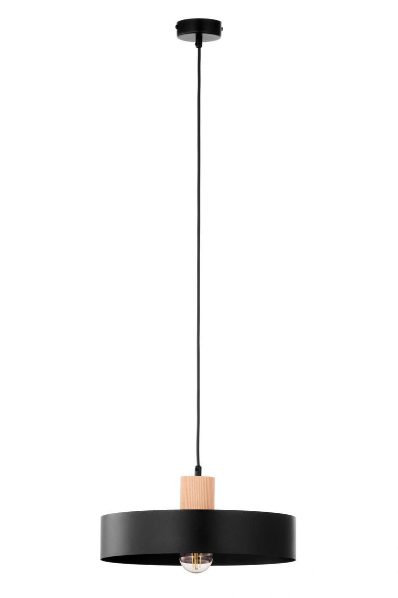 RIF WOOD 1 L lampa wisząca czarny/drewno naturalne