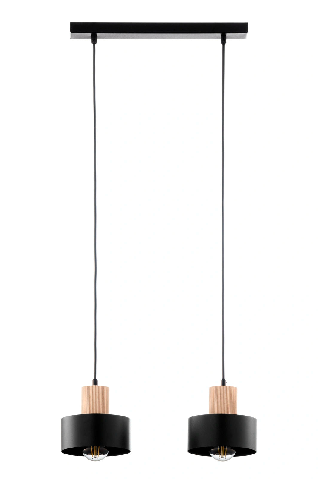 RIF WOOD 2 lampa wisząca czarny/drewno naturalne