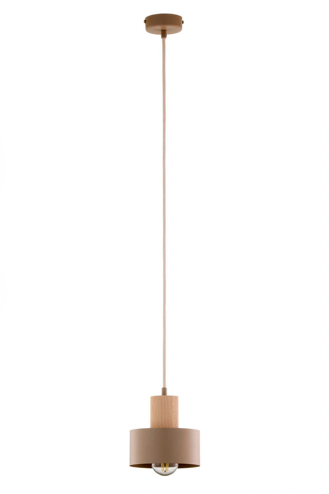 RIF WOOD 1 S lampa wisząca ciepły beż/drewno naturalne
