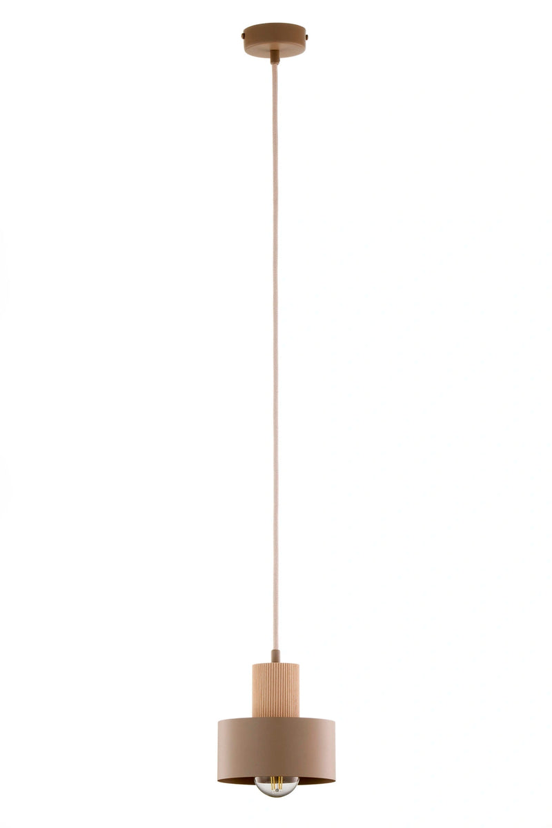 RIF WOOD 1 S lampa wisząca ciepły beż/drewno naturalne