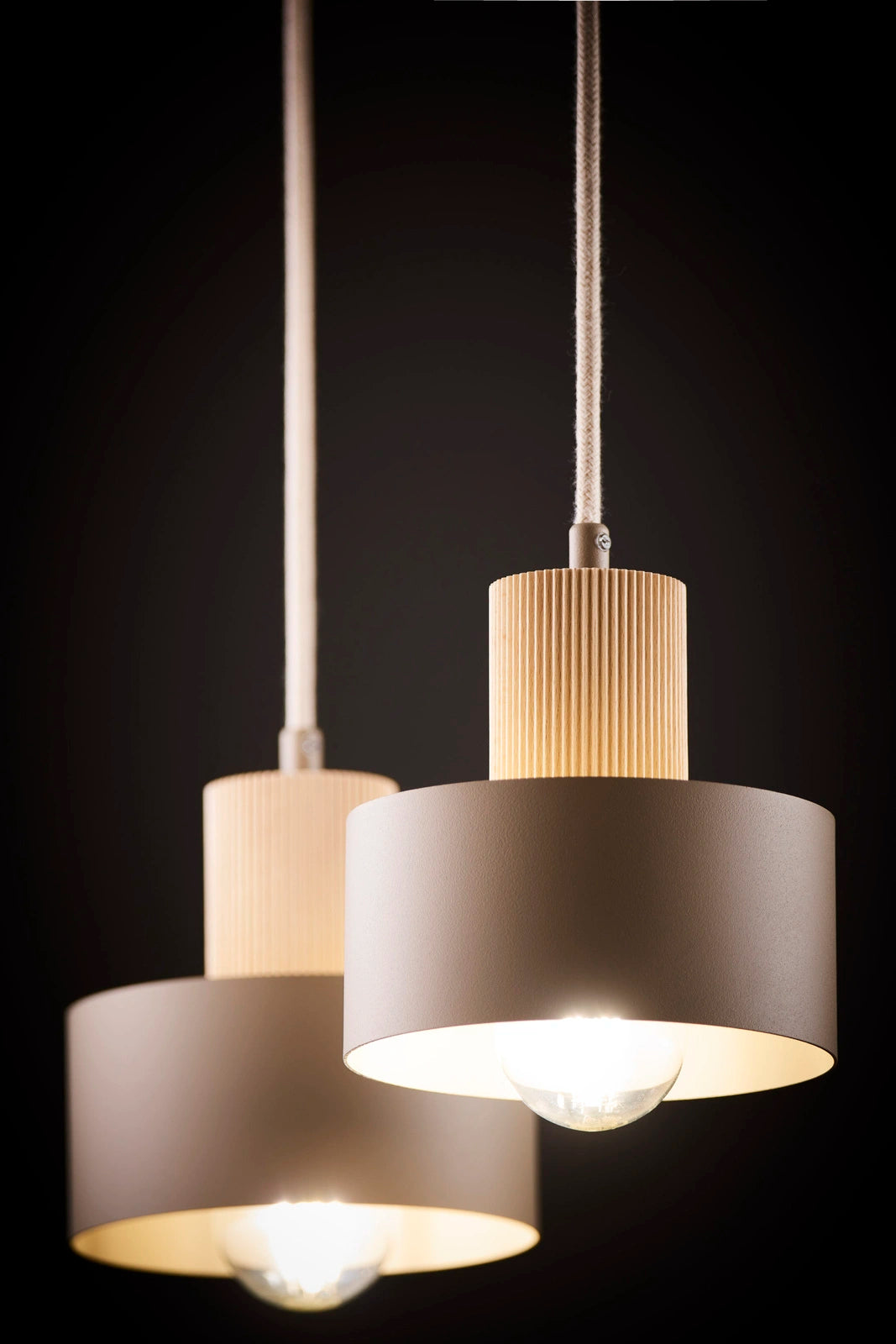 RIF WOOD 2 lampa wisząca ciepły beż/drewno naturalne