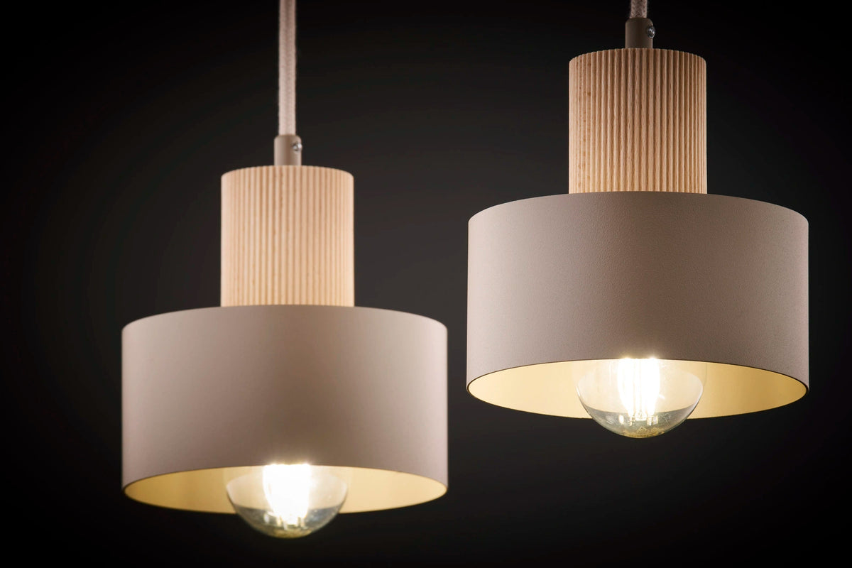 RIF WOOD 2 lampa wisząca ciepły beż/drewno naturalne