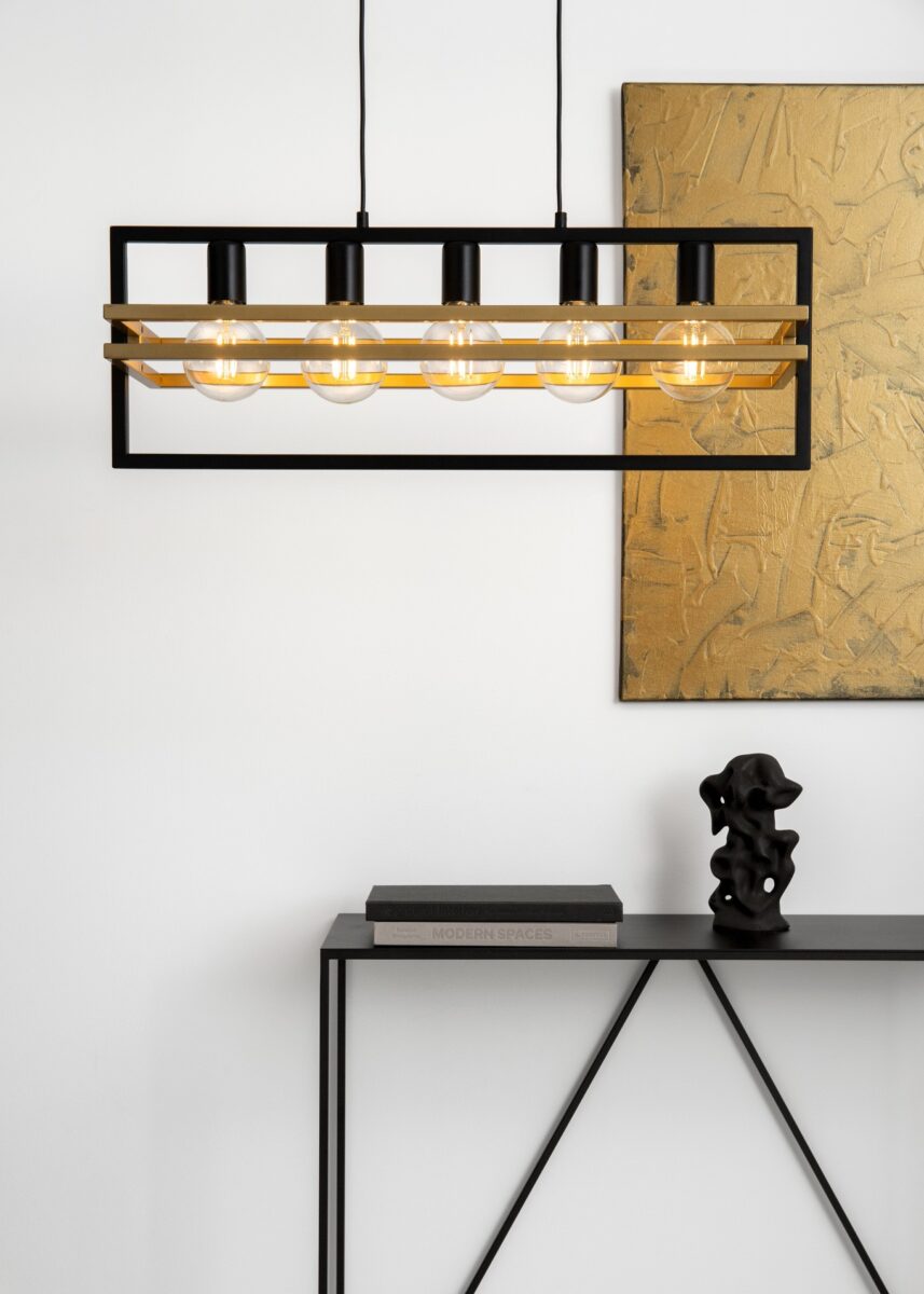 MERCI 5 lampa wisząca czarny złoty